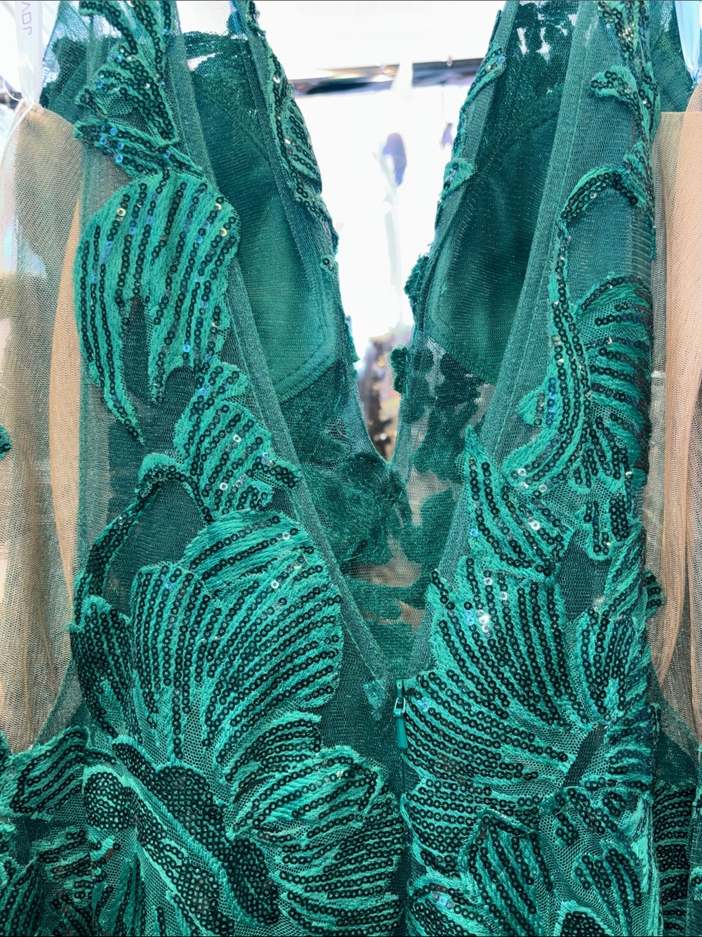 Jovani Emerald Green Embellished V-Neck Mermaid Gown - Picture 3 of 6